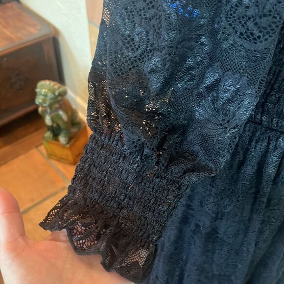 Baltic Born Black Lace Smocked Tiered Maxi Dress, size M/L - Picture 7 of 14